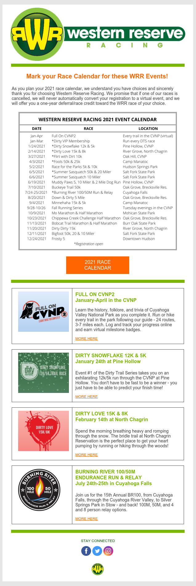 Mark your 2021 race calendar for these WRR events!