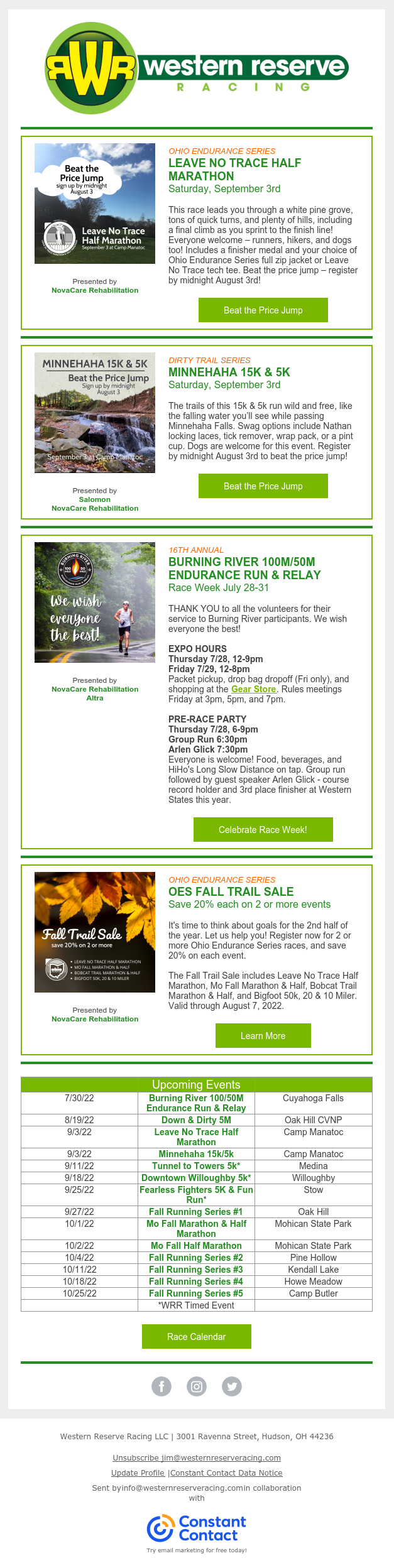 BEAT THE PRICE JUMPS: Leave No Trace Half Marathon & Minnehaha 15k & 5k