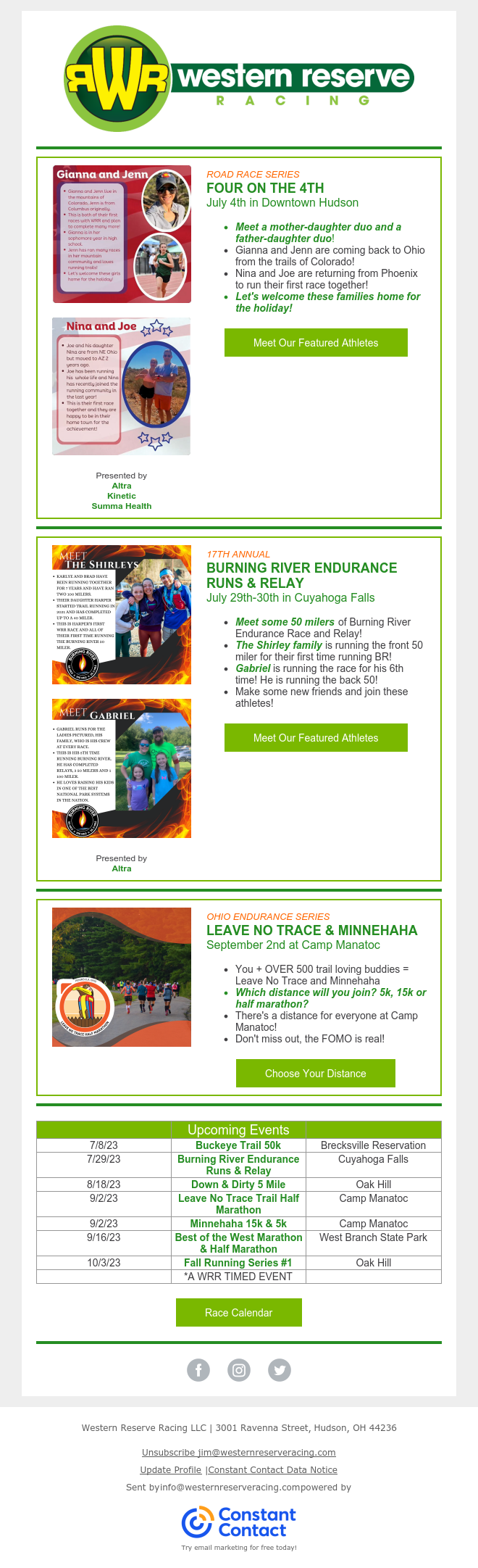 Meet our Featured Athletes! Choose Your Distance at Camp Manatoc - Leave No Trace & Minnehaha!