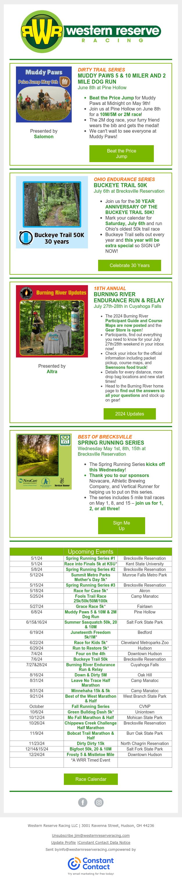 Sign up now: Muddy Paws and Buckeye Trail! Burning River 2024 Updates are Posted!