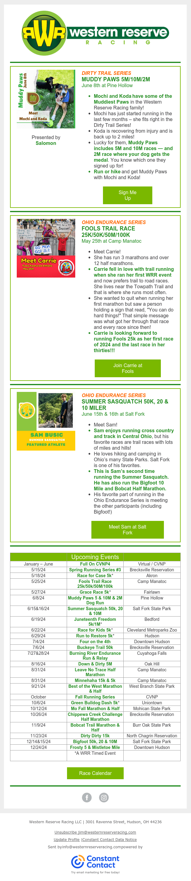 Meet four of our Featured Athletes! Join them at Muddy Paws, Fools, and Summer Sasquatch!
