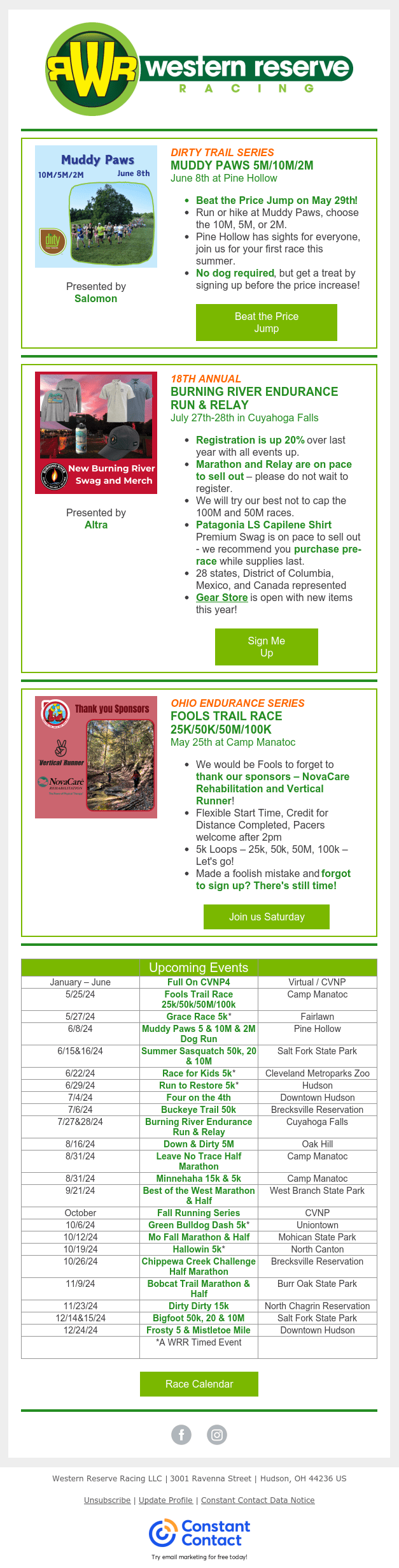 Beat the Muddy Paws Price Jump! Burning River registrations are up and swag is going fast!