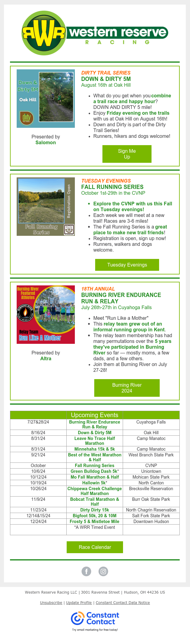 Registration Open: Fall Running Series. Down & Dirty is Happy Hour on the trails!
