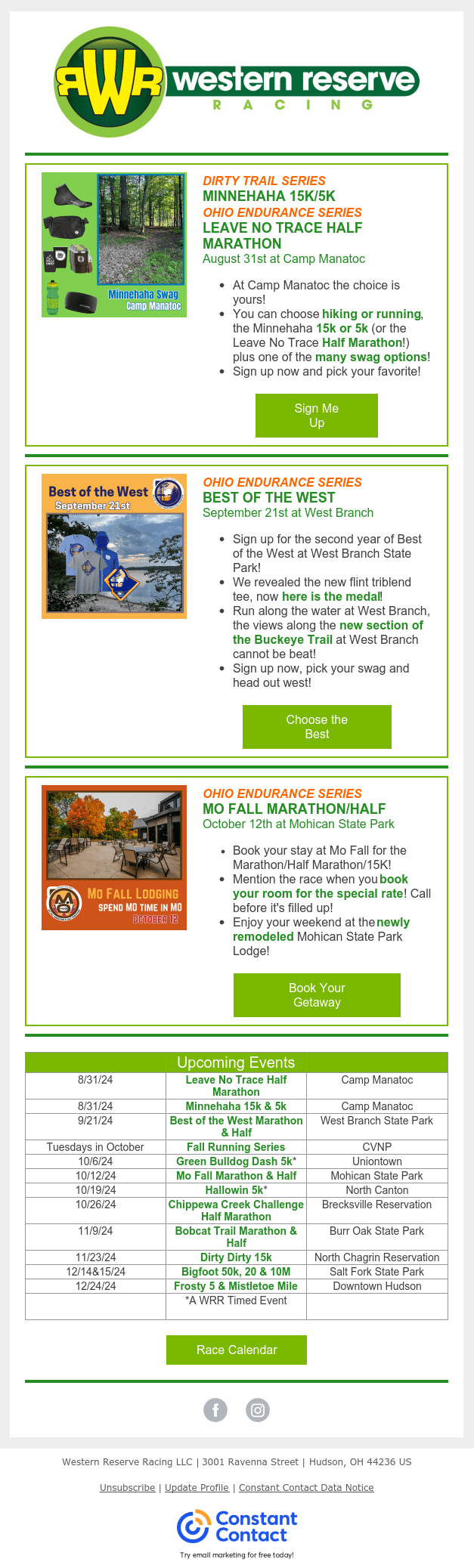 The choices are YOURS! Minnehaha, Leave No Trace, Best of the West, Mo!