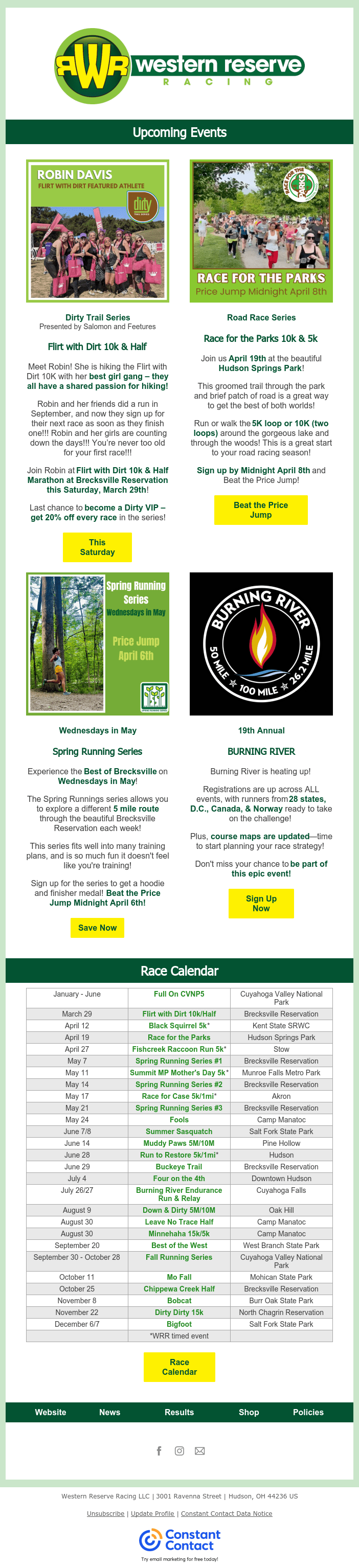 Look at this Spring lineup AND Burning River update! Don't miss out! https://conta.cc/4hjujwn