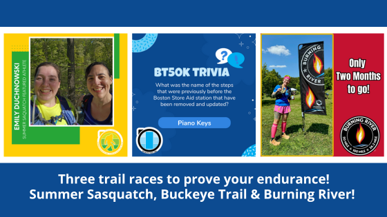 Three trail races to prove your endurance! Summer Sasquatch, Buckeye Trail & Burning River! https://conta.cc/4dpjUi7