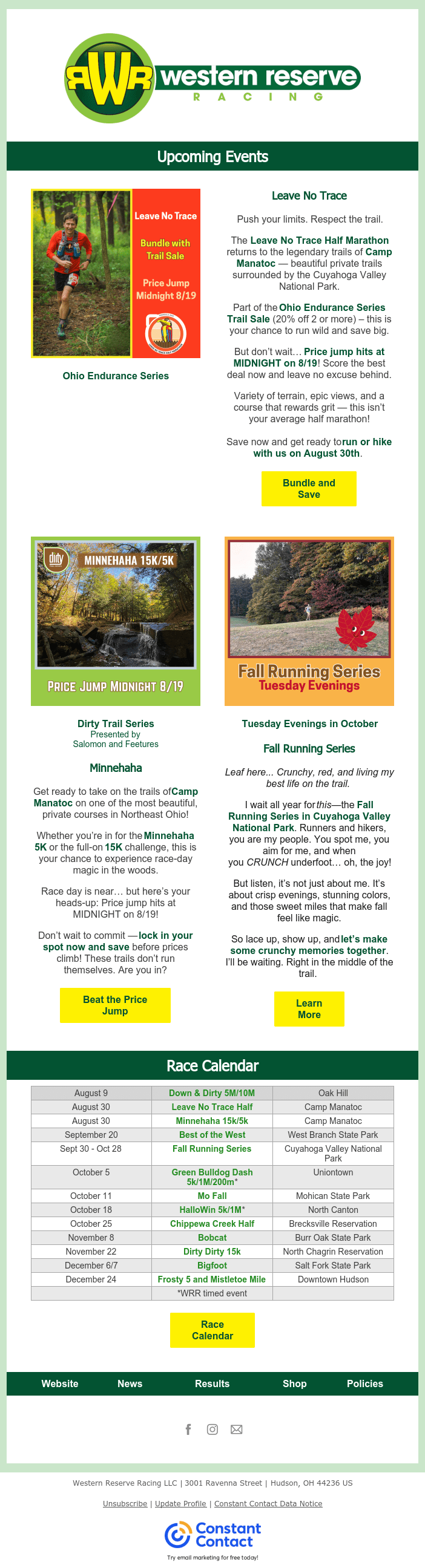 Price Jumps ahead - Save Now! Leave No Trace, Minnehaha, Fall Running Series https://conta.cc/4mltohI