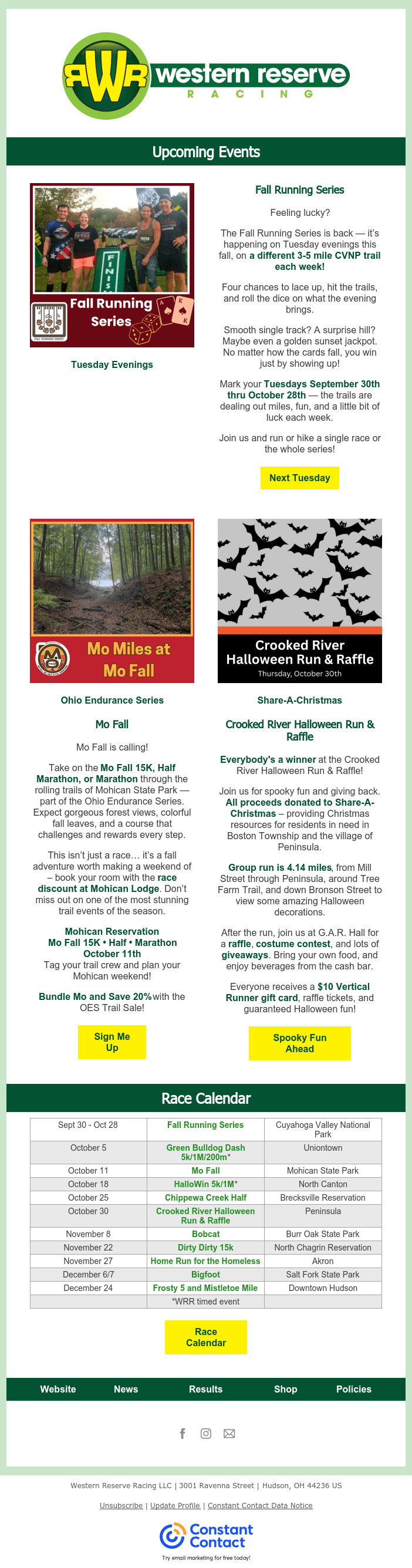 Your October Treats Enclosed! 
Fall Running Series + Mohican + Halloween Group Run 
092325 Email